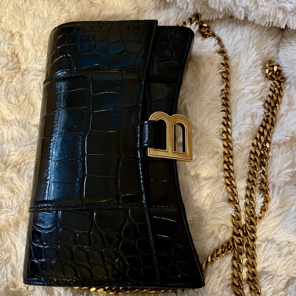 BRAND NEW Balenciaga Hourglass Croc Chain Wallet - Picture 5 of 6